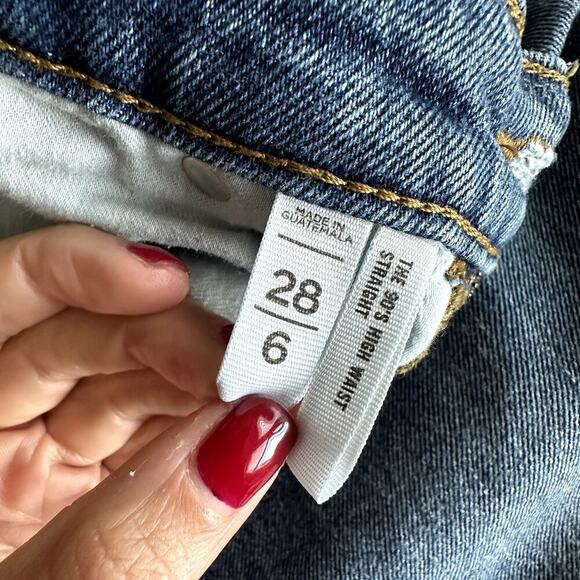 Ann Taylor Loft Blue, The 90's High Waist, Distressed, Straight Leg Jeans- 28/6 - Picture 4 of 7